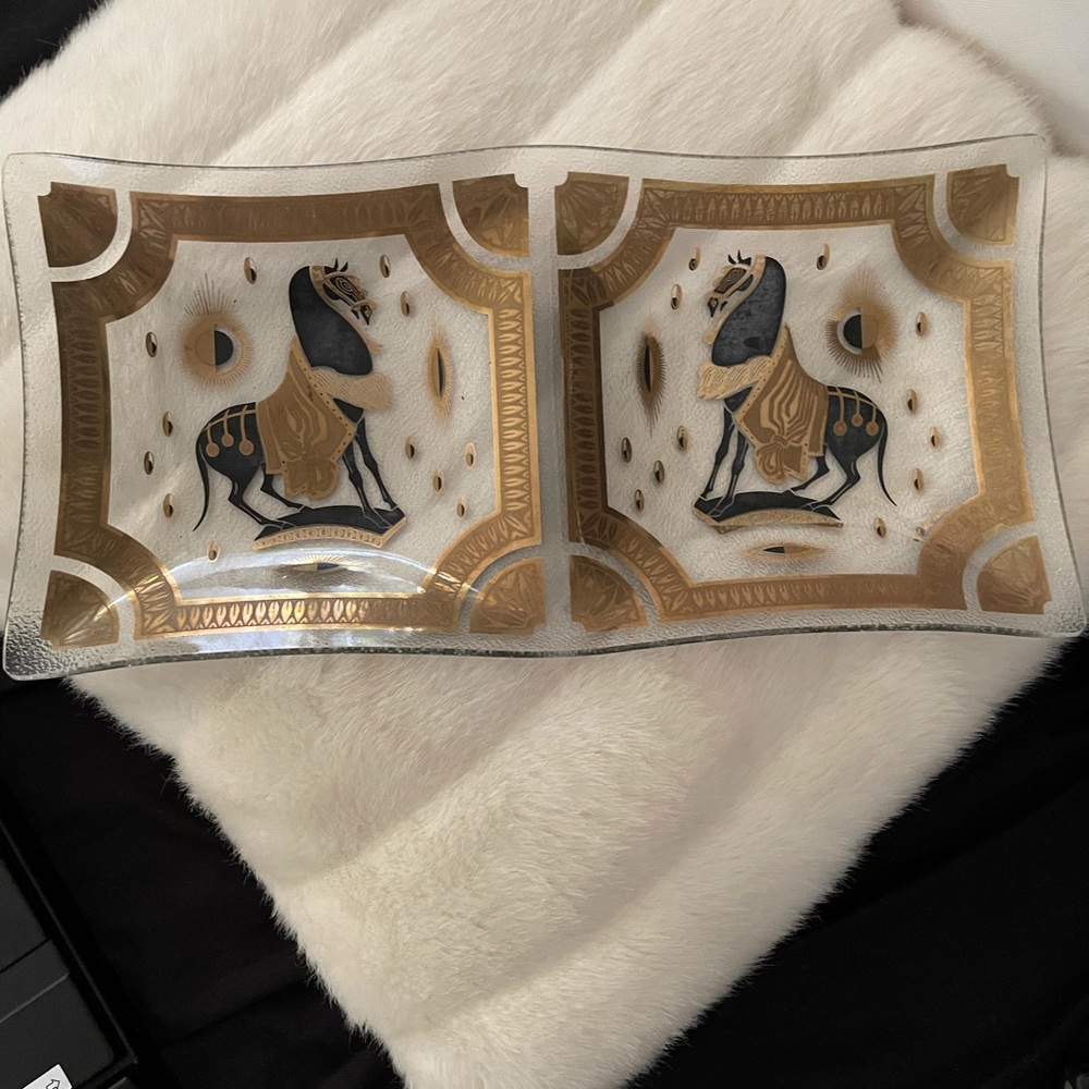 Mid century signed serving platter